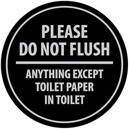 Signs ByLITA Circle Please Do Not Flush Anything Except - Letrero de pared o puerta de papel higiénico - Cinta adhesiva de espuma de doble cara
