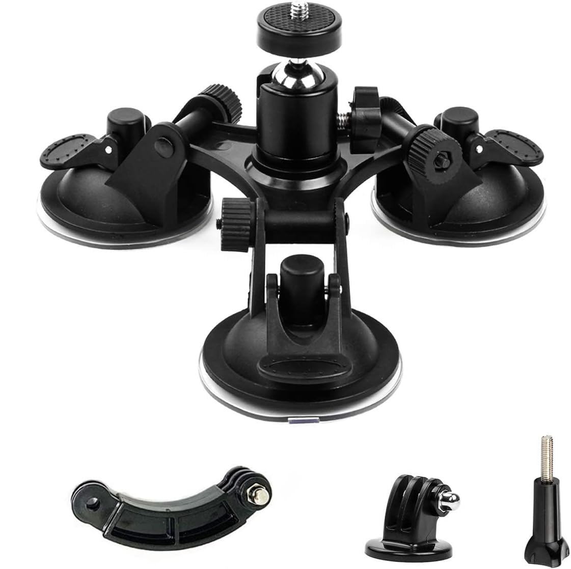 Camera Mount for Car - Triple Suction Cup Mount Compatible with GoPro Hero 12 11 10 9 8 7 Black DJI Action/Pockect Insta360 Action Cameras
