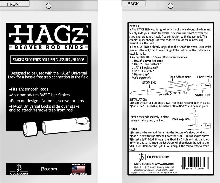 Beaver Rod Ends HGZ Trapping Supplies 12 Pack Universal Lock Slide Lock Drowner