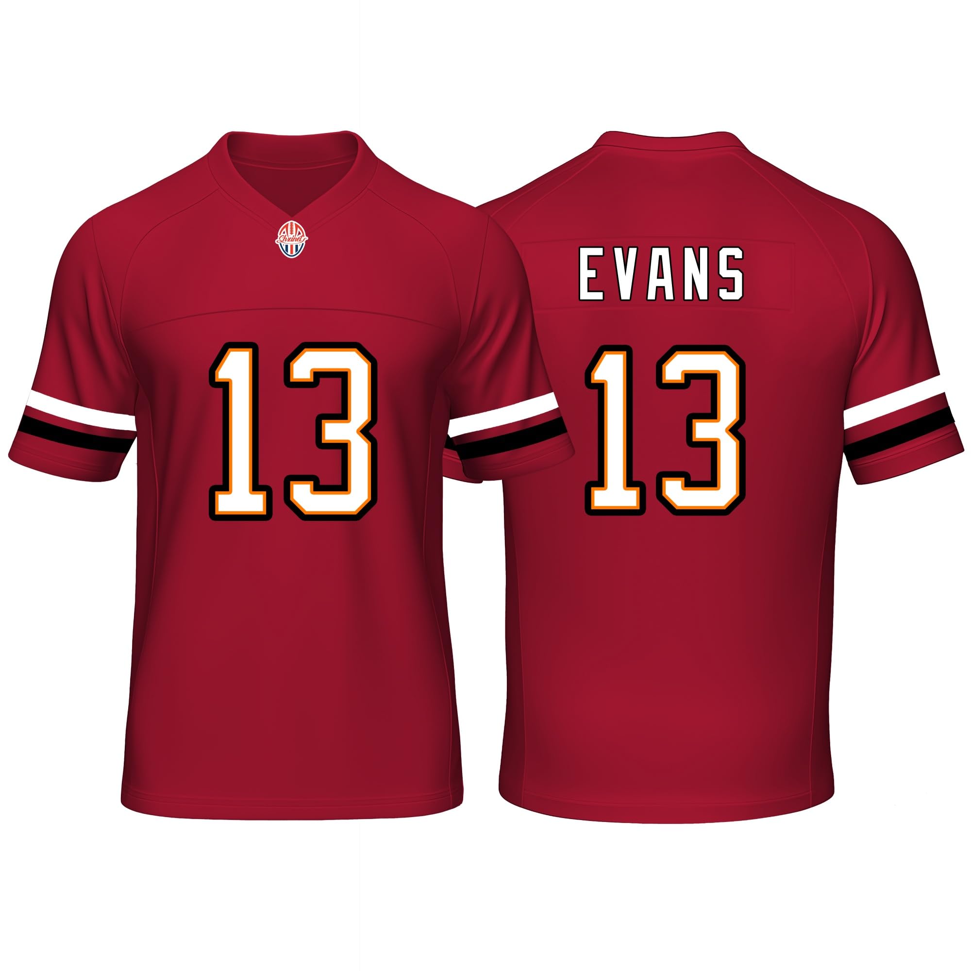 Custom Mens/Youth Football Mike Stitched T-Shirt for Sports Fan Evans red No Brand/Logos