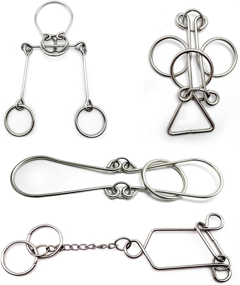 4 Sets Advanced Metal Brain Puzzles Teasers Toys Puzzles Magic Toys for Kids Adults