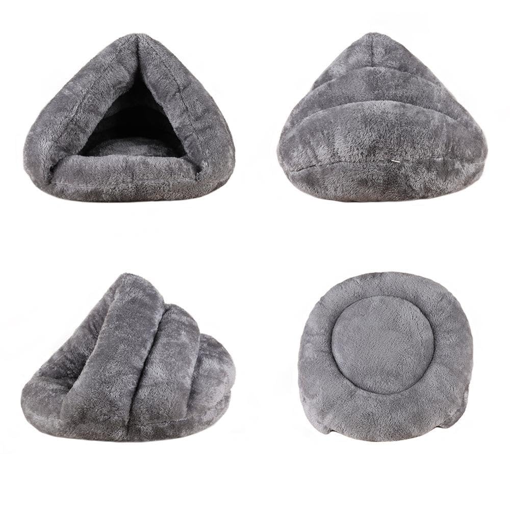 سرير قطيفة للتدفئة للقطط في الاماكن المغلقة من تيك هوم، سرير ناعم للقطط والحيوانات الاليفة والكلاب الصغيرة في الشتاء، سرير قابل للغسل على شكل عش مثلث