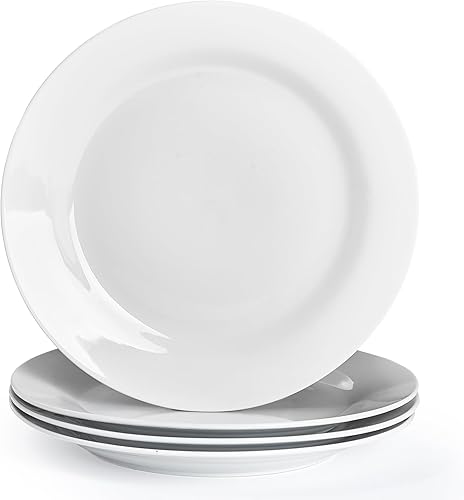 Miniatura 13 de Platos Hondos de Cerámica para Sopa, Paquete de 4 Platos Blancos para Cena de Halloween, Borde Ancho de Porcelana, Platos Hondos de 8.5 Pulgadas