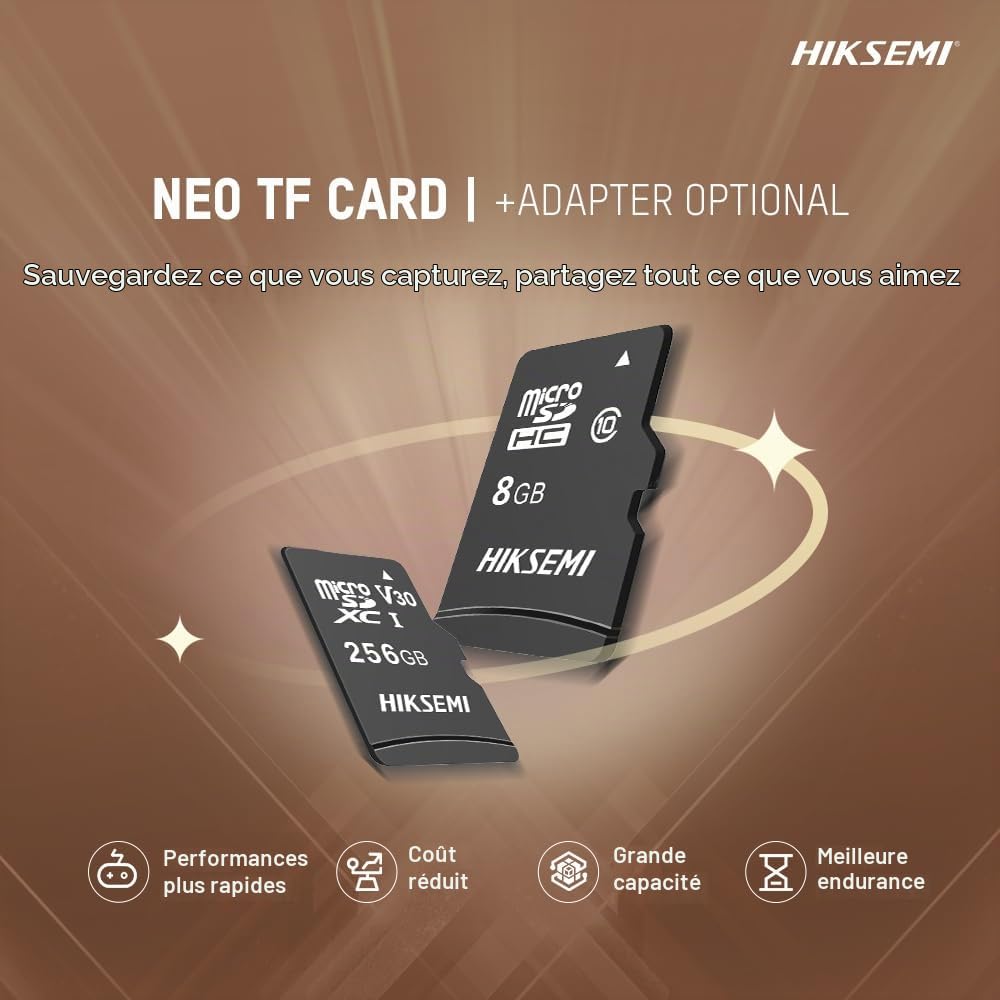 Carte MEMOIRE HIKSEMI M-SD 128G Micro SDHC - Serie C1 avec Adaptateur 92MB/s 40MB/s Class 10
