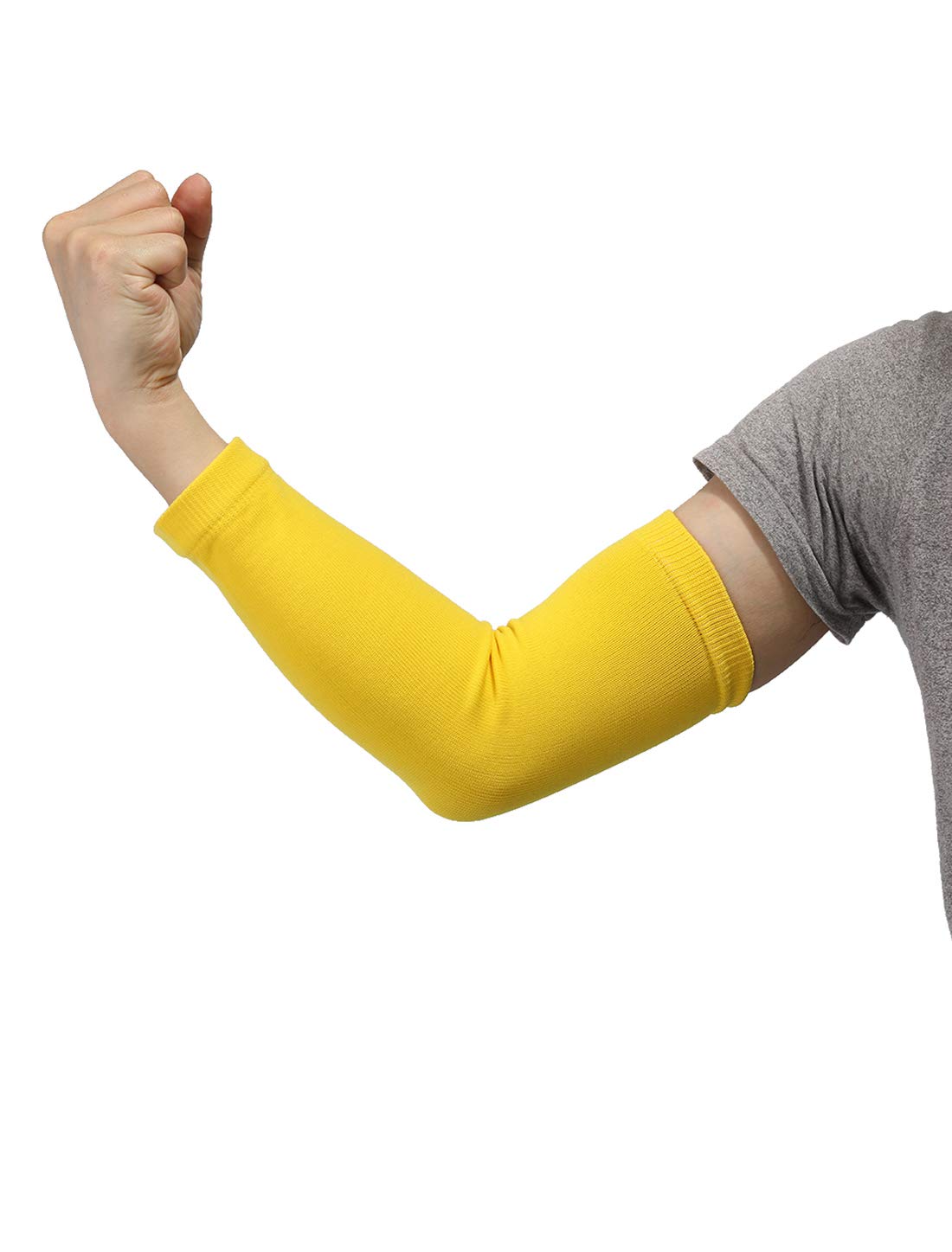 Uxcell Men's Yellow Sourcing Map Compression Sleeves Breathable Elbow Support Arm Sleeves For Sports One Size