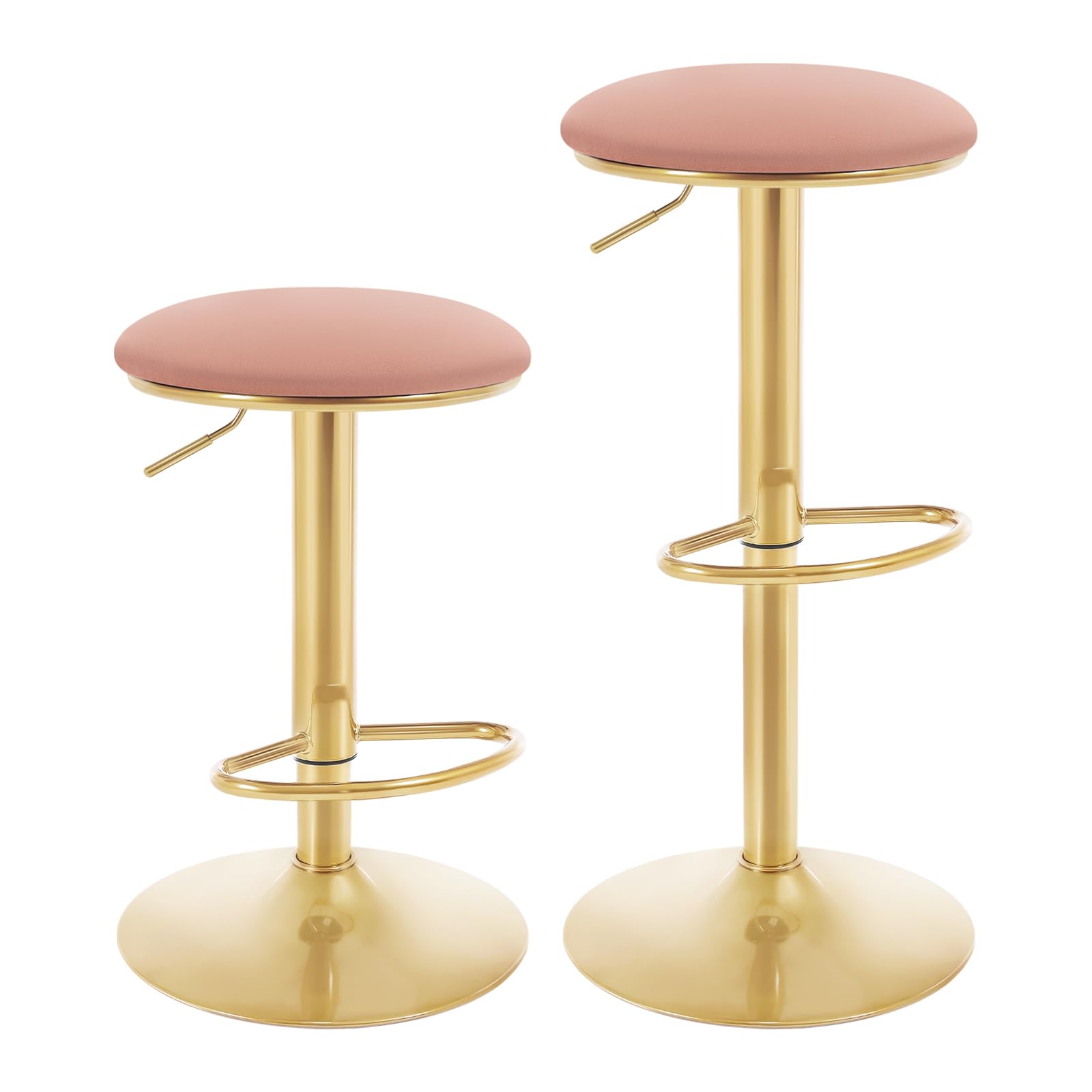 WOLTU Taburetes de Bar Juego de 2, Taburete Alto Cocina con Reposapies para Comedor, Salón y Barra de Cocina, Terciopelo, Rosa