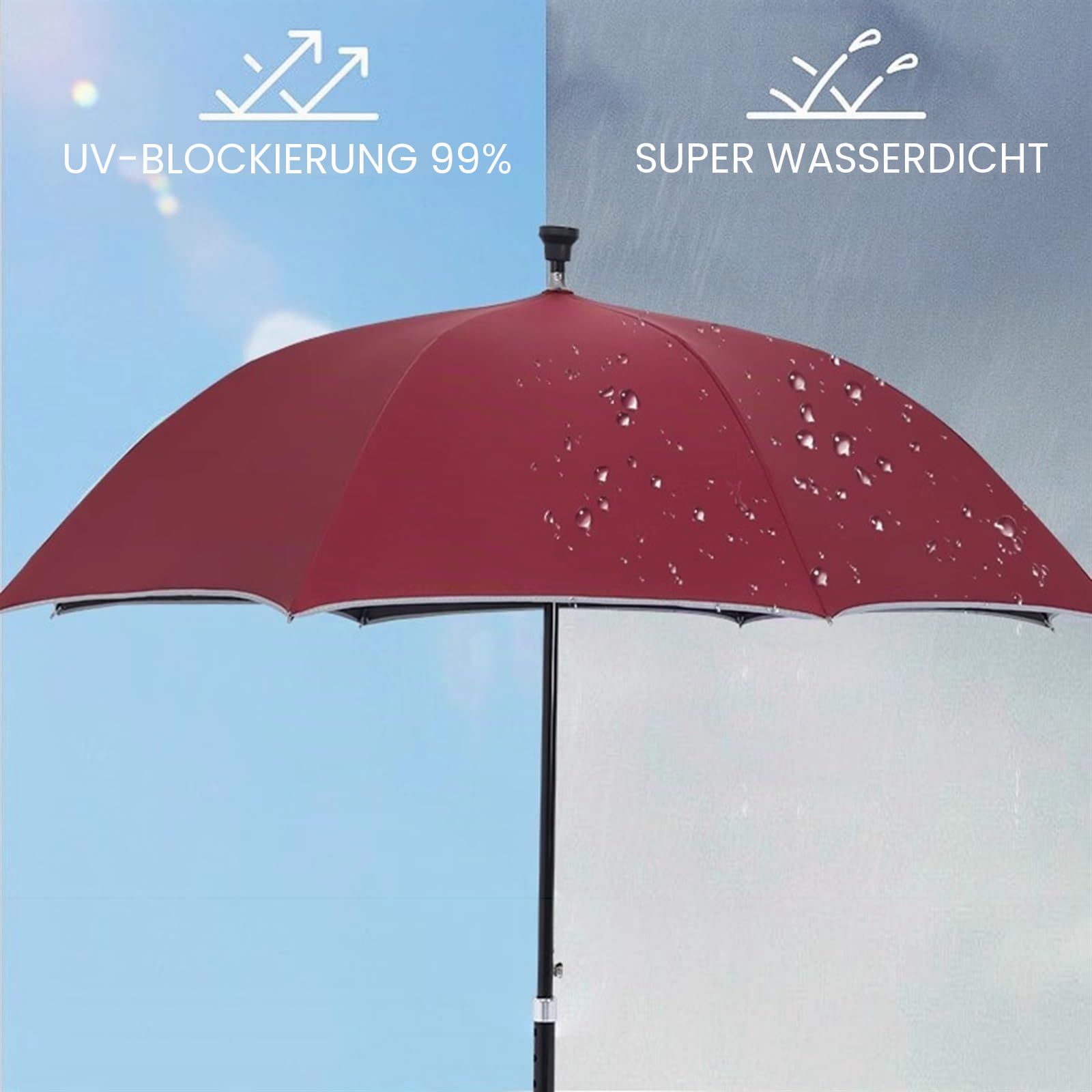 2-in-1 Gehstocke Regenschirm, Länge Verstellbar Tragbar Schirm-Gehstock Winddicht Spazierstock Regenschirm Für Wandern, Abhängen Bei Regen