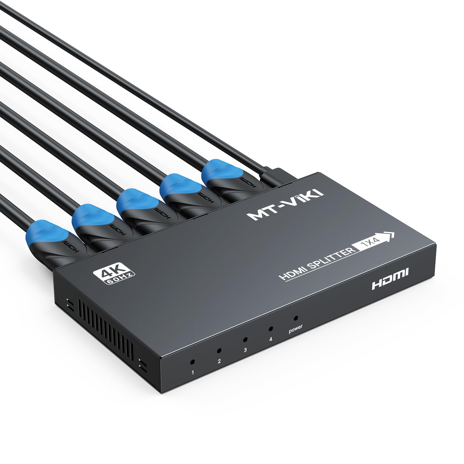 MT-VIKI 4K60Hz HDMI Splitter 1 in 4 Out Gleichzeitig HDMI Verteiler 4 Monitore Mirror 1x4 EDID HDCP 2.2 4:4:4 40m Langstreckenübertragung