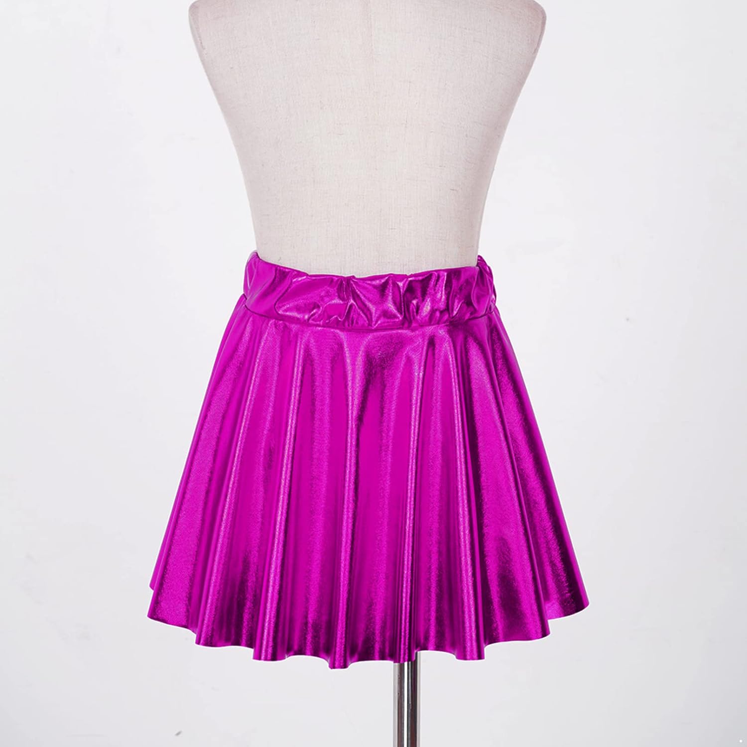 TiaoBug Girls Shiny Metallic Ballet Dance Skirt Pleated Mini Skirts Scooter Skater Cheerleading Athletic Skirt Skort