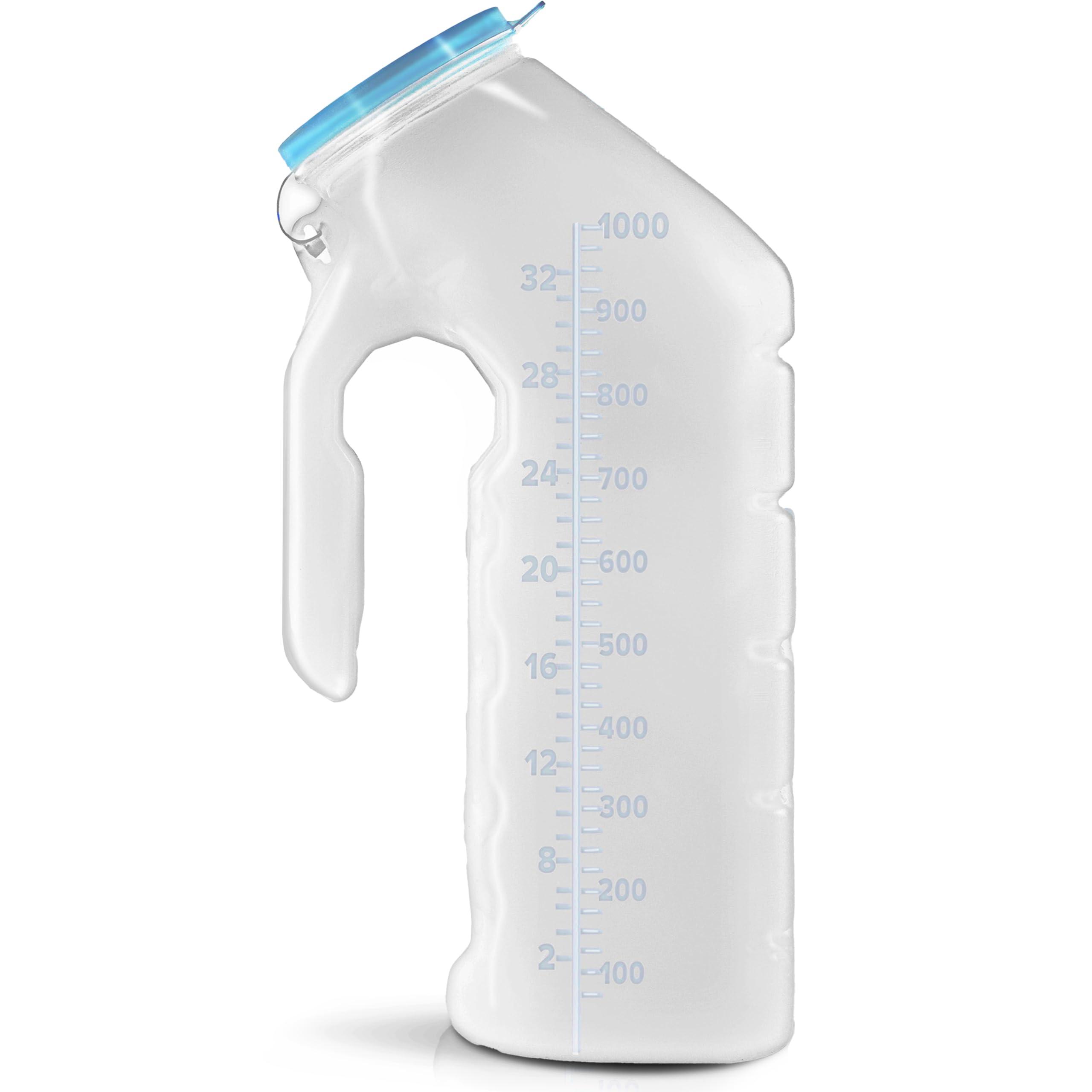 Male Urinal with Glow in The Dark Lid (1 Bottle) 32 Oz Urine Bottle for Men - Pee Bottle for Hospitals, Emergency and Travel