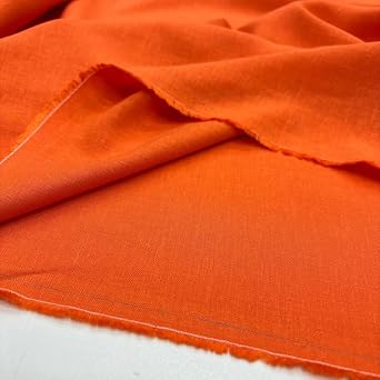 Orange Stonewashed Flowing Linen Fabric, Clothing Fabric, Linen for Dresses-Skirt, Home Textile(1.64 Yards 55 inch Width)