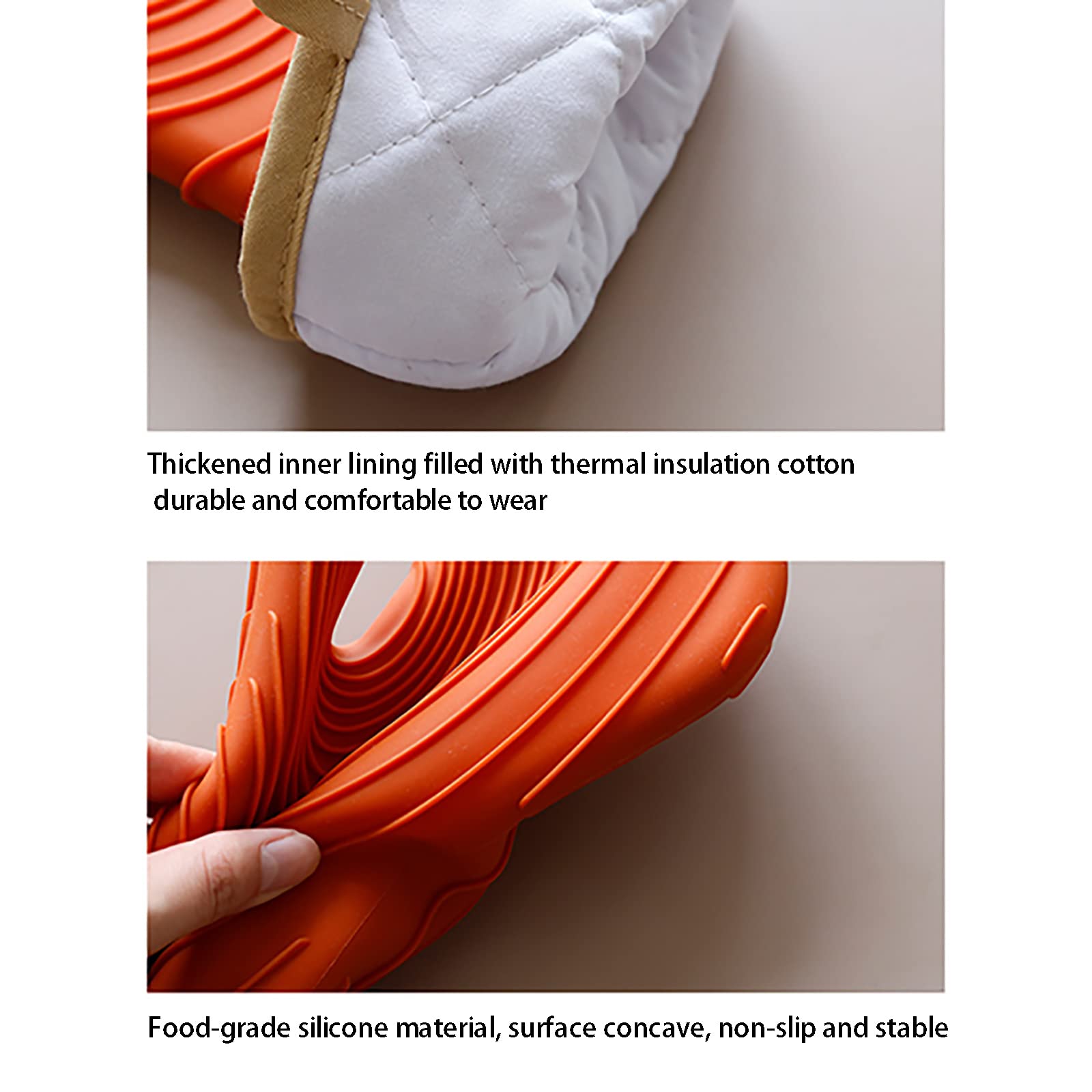 Guantes de silicona para horno, resistentes al calor, guantes de cocina con lazo para colgar, máquina de barbacoa, naranja, talla única