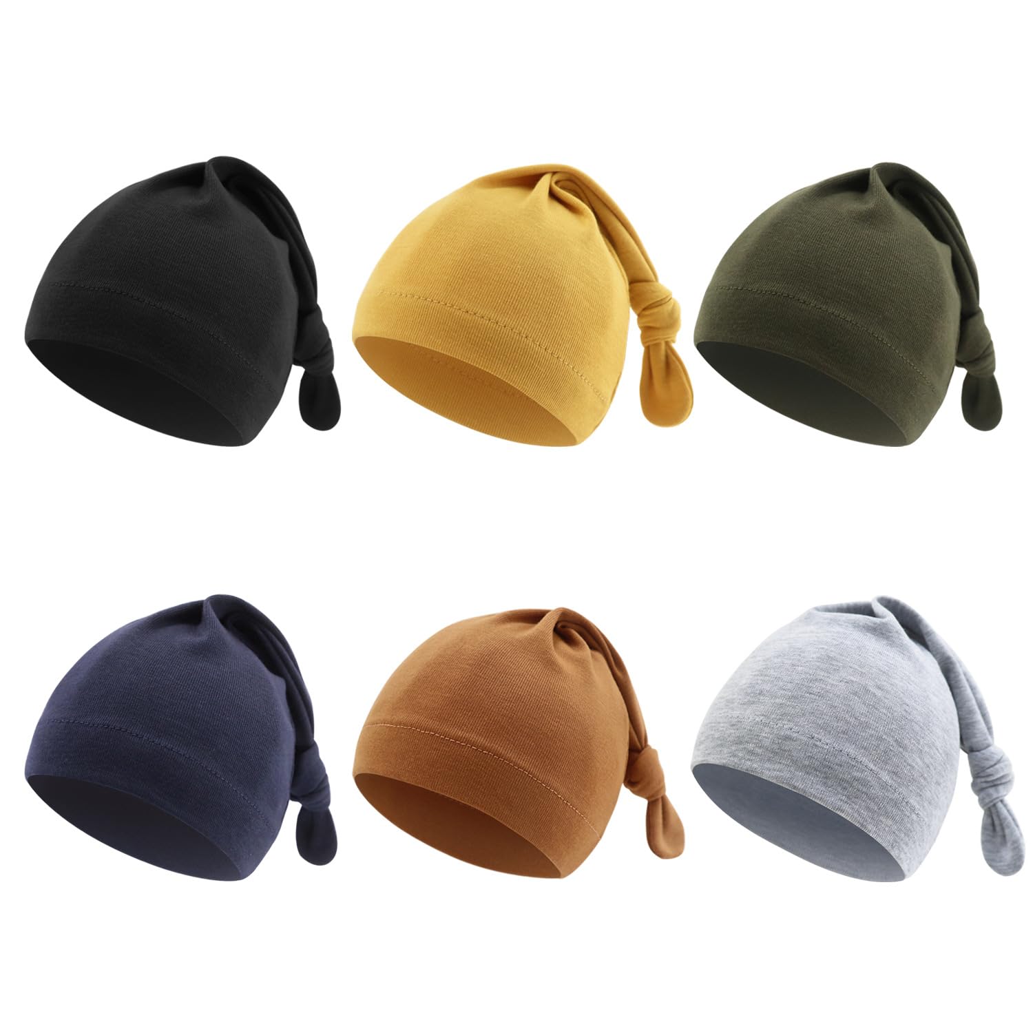 Wxllzlife Baby Newborn Hats Set Top-Knot Beanie Soft Stretchable Cap