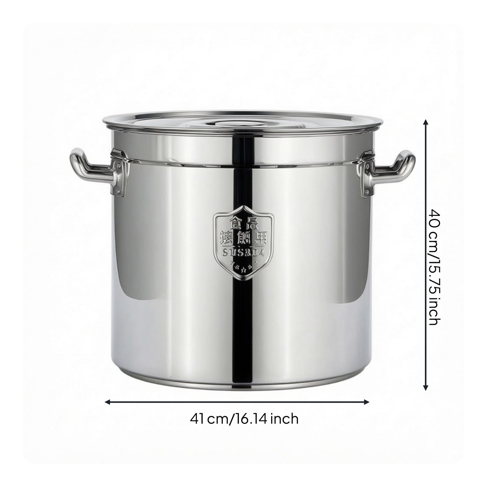 Seau à Soupe En Inox Gradué Marmite à Soupe Robuste Seau En Acier Inoxydable pour Cuisiniers, Restauration, 40 Cm X 40 Cm