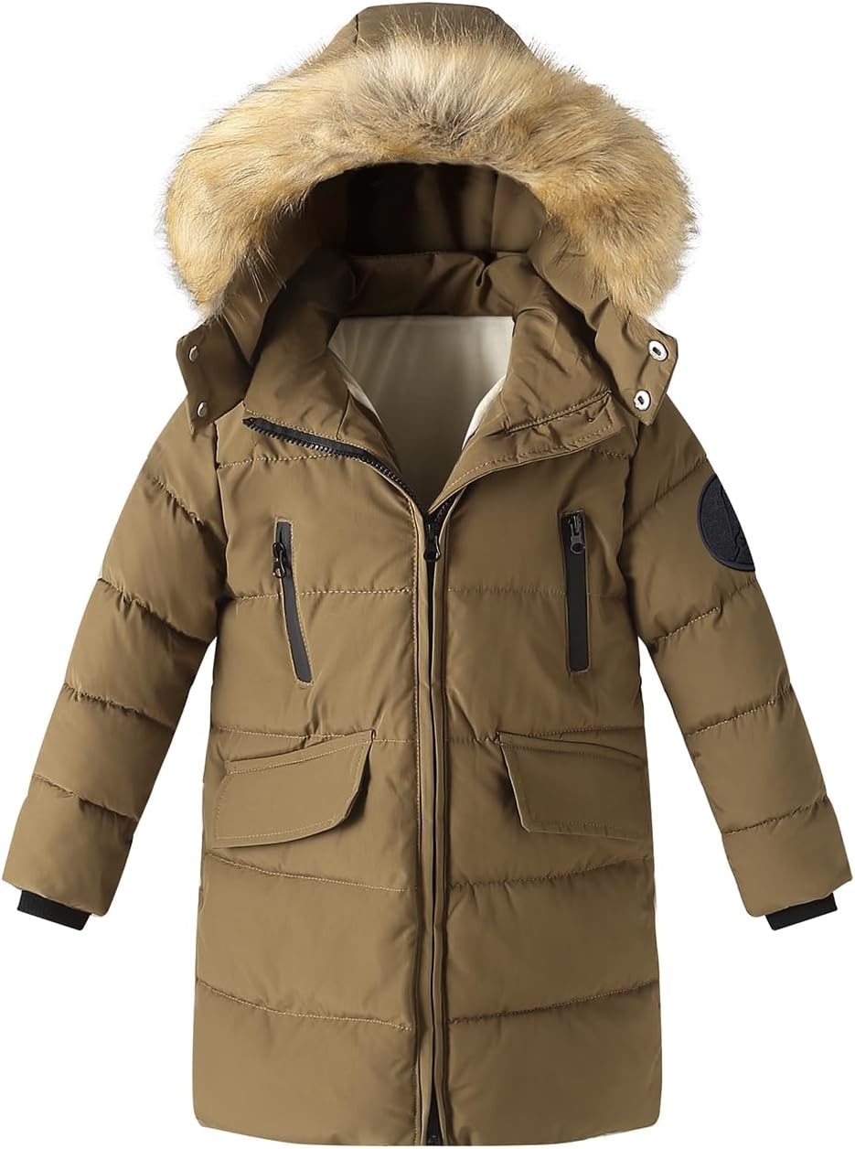 Boy Long Coat Size 10-12 Winter Fleece Puffer Jacket Heavyweight Thicken Outwear