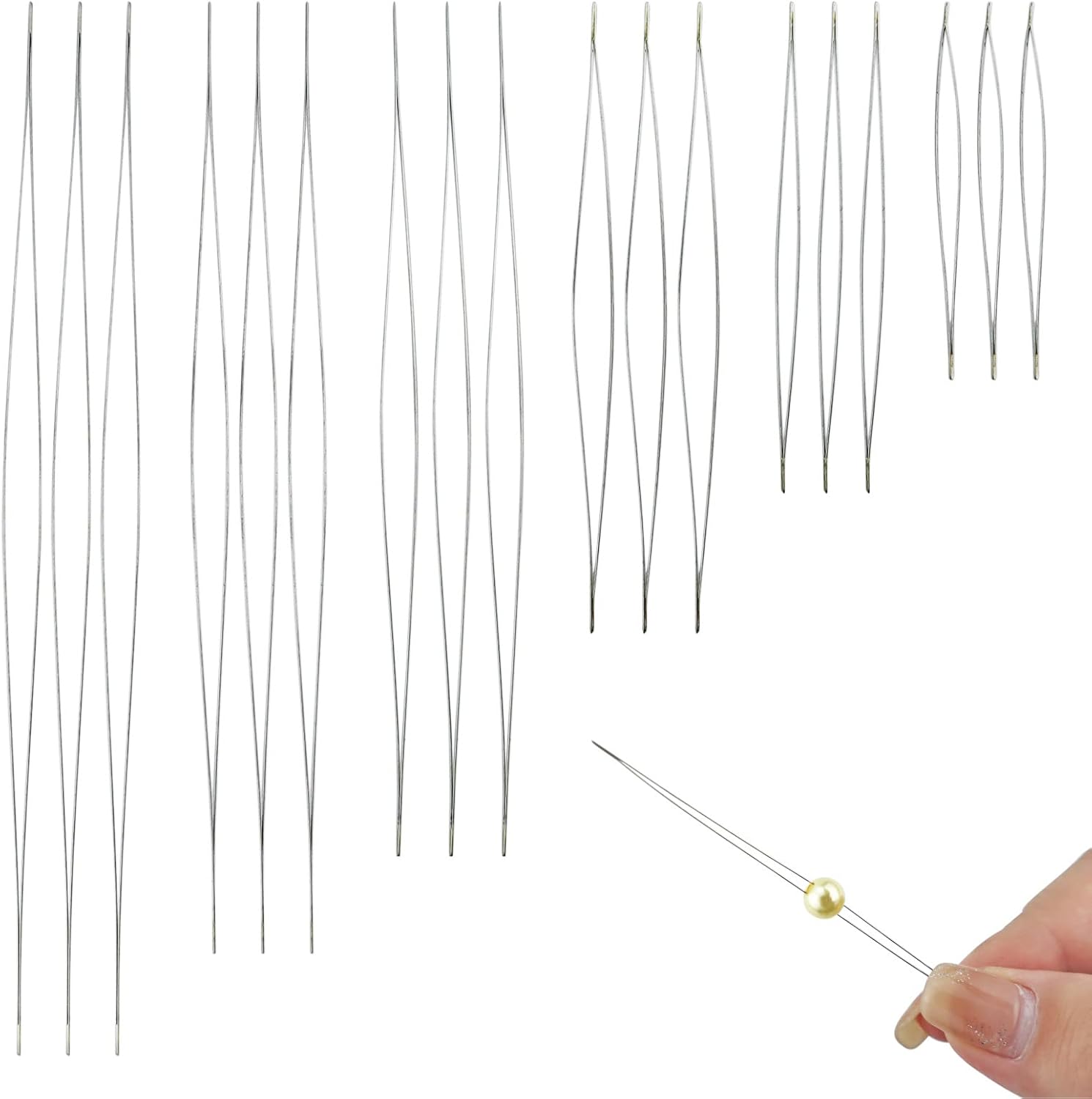 LEEFONE 18 Pieces Beading Needles, 6 Sizes Beading