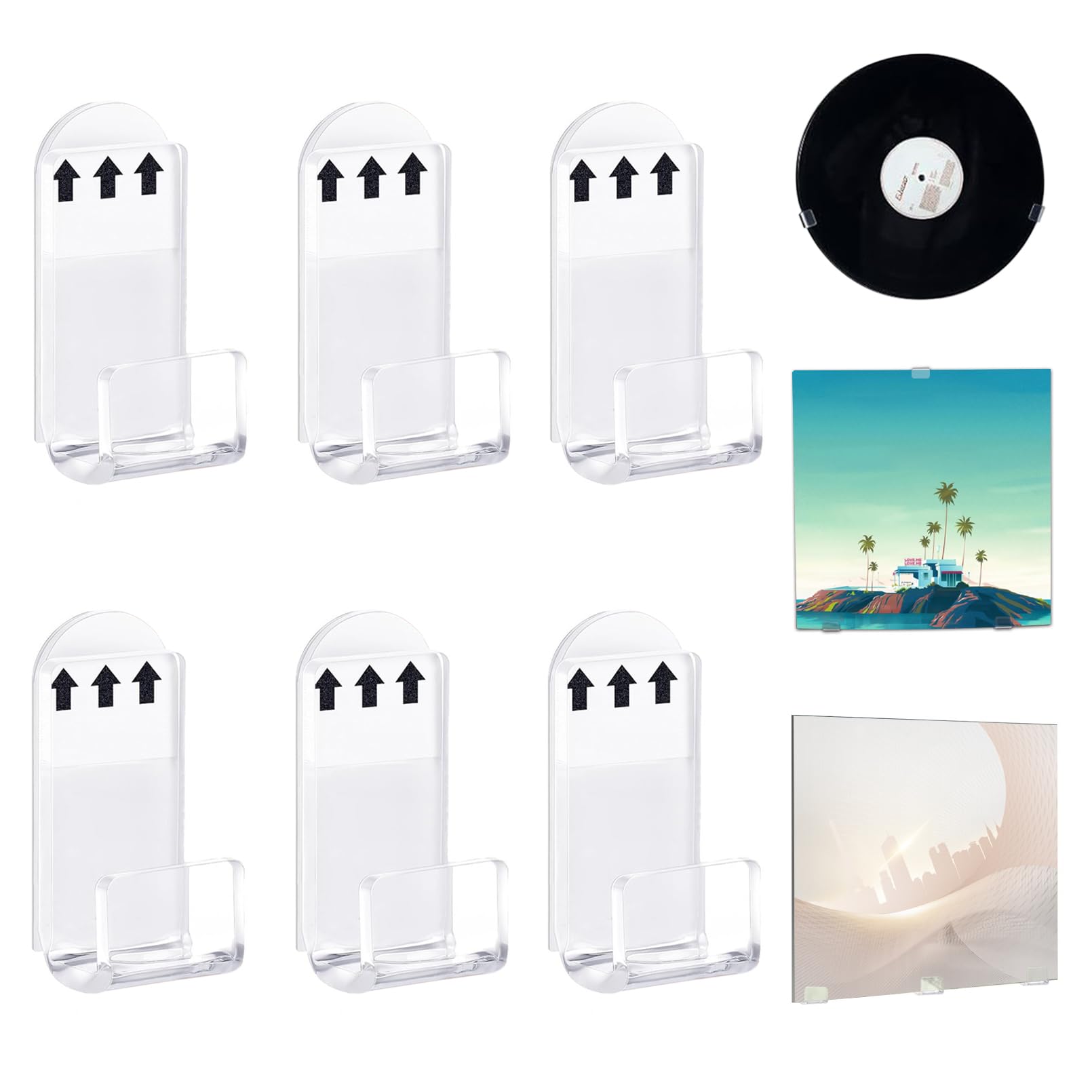 Keptfeet Porta Dischi In Acrilico Trasparente | Set Da 6 Espositori Da Parete Per Album Vinile, Riviste O Fumetti - 6
