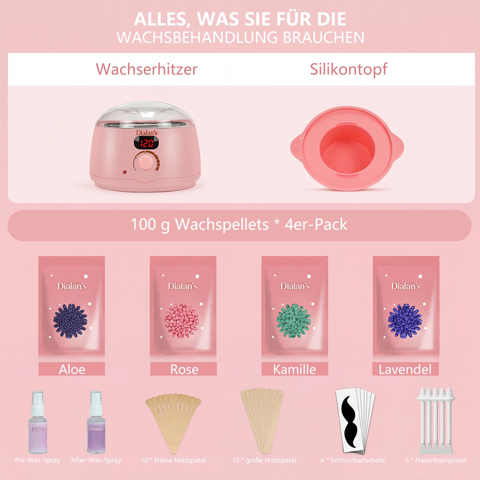 Waxing Set Professionelles Digital Wachswärmer Wax Warmer Maschine, Heißwachsgerät für Gesicht, Intimbereich, Körper, Wachs Haarentfernung, Wachswärmer Set für Zuhause & Heim Salon für Frauen