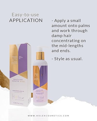 Miniatura 1 de Holex Cosmetics Acondicionador sin enjuague de queratina brasileña Plex, tratamiento nutritivo sin enjuague enriquecido con queratina y aceite de