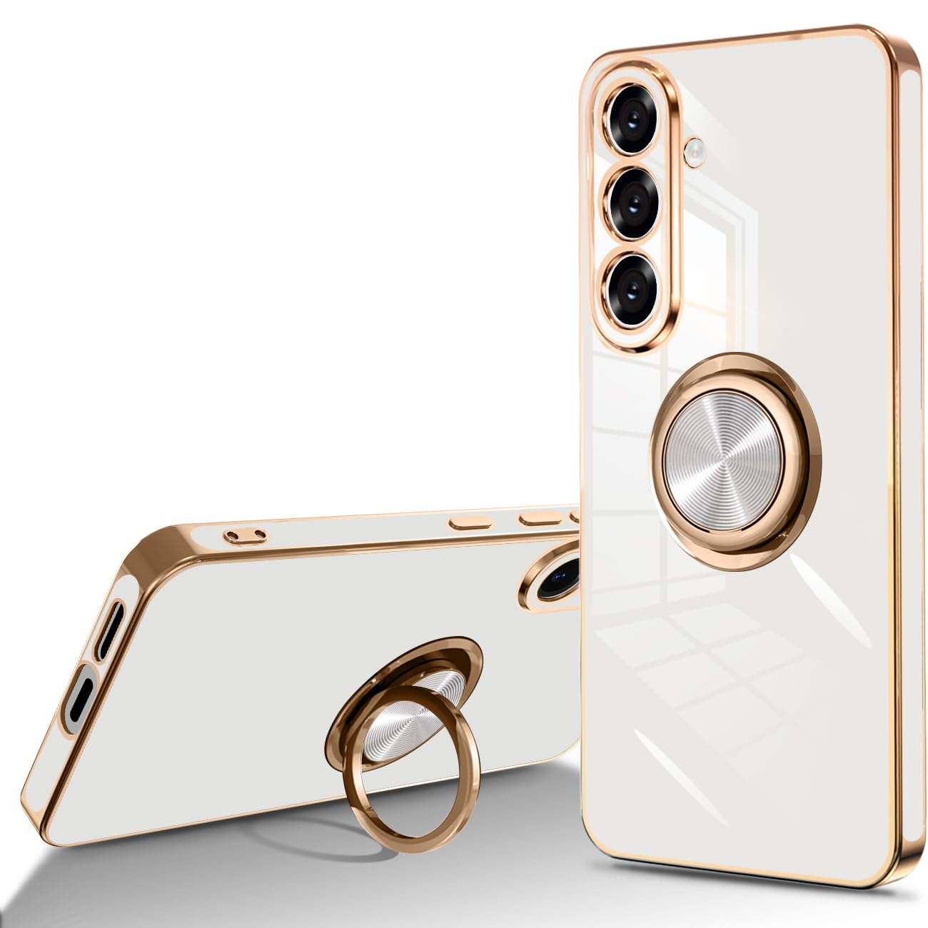 kakabote Galaxy S26 ケース リング付き ギャラクシーs26 SC-51G / SCG36 カバー スマホケース 耐衝撃 米軍MIL規格 TPU ソフトケース 軽量 薄型 スタンド機能 縦横両対応 車載ホルダー対応 ストラップホール付き 使用の容易さ （ホワイト）