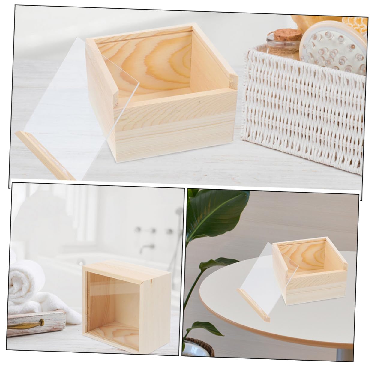 Schmuckkästchen Aufbewahrungsbox mit Schiebedeckel 2 Stück aus Acryl und Holz im Vintage Stil für Ketten und Anhänger für Hochzeiten