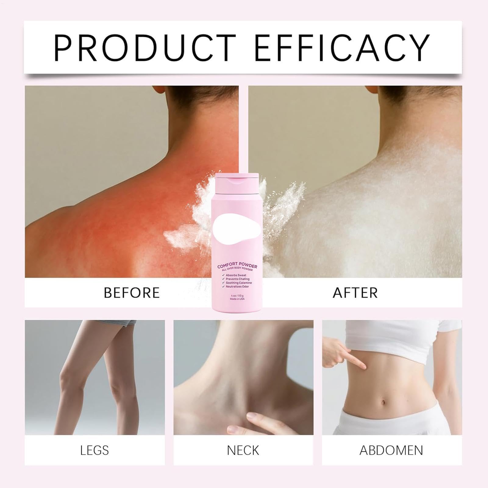 Polvo corporal sin talco para mujer – Polvo antienredos contra los muslos doloridos, protección para la zona íntima y el cuerpo, polvo para pies y desodorante sin talco, natural