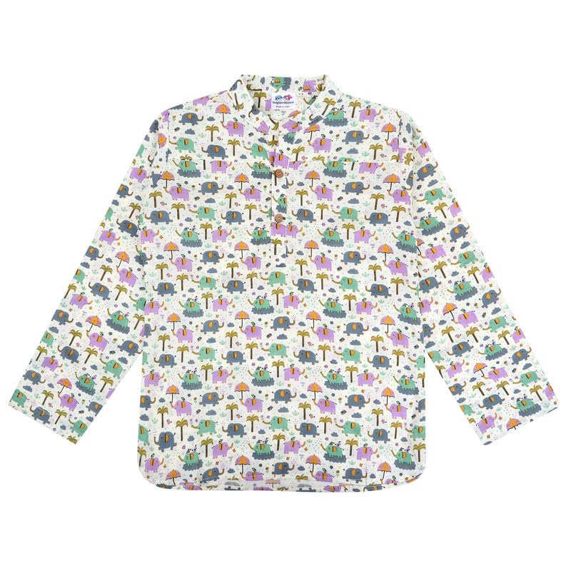 Image of superminis Boys Cotton Regular Fit Printed Kurta Shirt