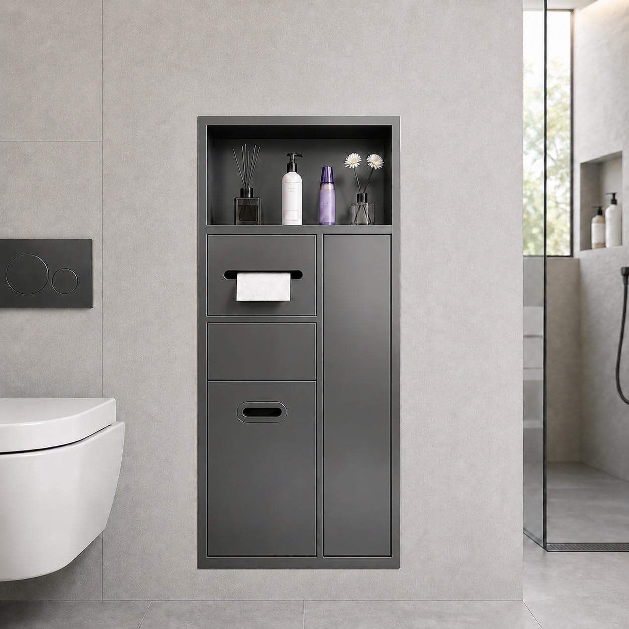 Recessed Toilet Roll Holder|Trash Can Niche Bathroom|Paper Niche