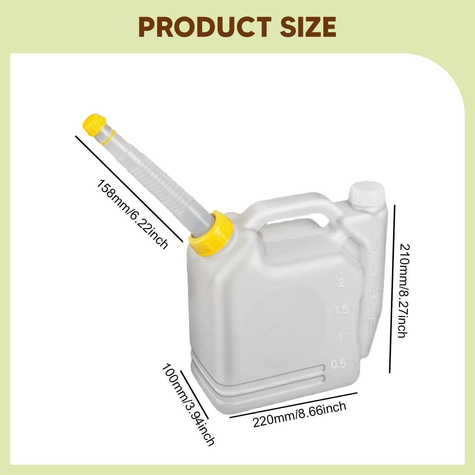 Botella Medidora de Aceite para Motores Portátiles de Dos Tiempos Recipiente para Mezcla Precisa de Combustible con Boquilla PP Engrosado Adecuada Pa, 2l
