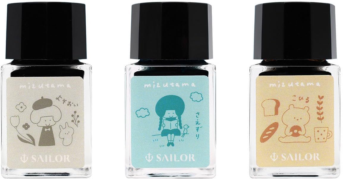 セーラー万年筆 Sailor Fountain Pen 10x3 mizutama Bottle Ink for Fountain Pen 10ml, Set of 3 Colors 13-3600-001