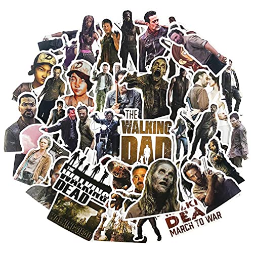 FoxYaye TWD Stickers - Zombie Rick Carl Negan Clemetine Waterproof Durable Reusable Vinyl Decals, 10, 20, 50, Water Bottle Bike Bumper Luggage Skateboard Graffiti, Best Gift for Kids or Children (10)