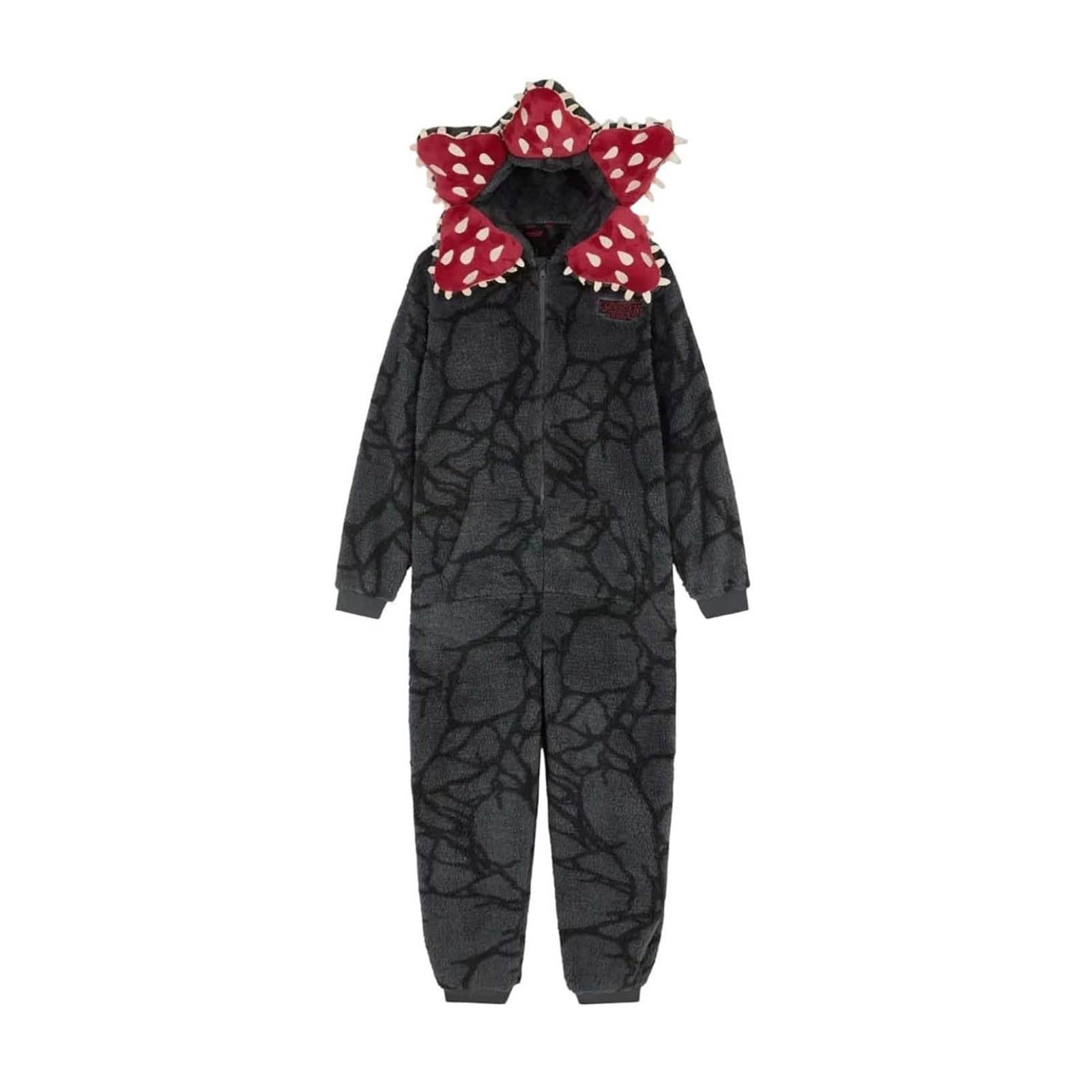 Pigiama unisex 3D D-Demogorgon a maniche lunghe pigiama monopezzo D-Demogorgon tuta con cappuccio in pile pigiama autunno inverno Natale pigiama per adulti