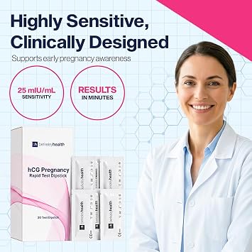 hCG Pregnancy Test Strips, Dipstick, 25 mIU/mL (20 Tests)