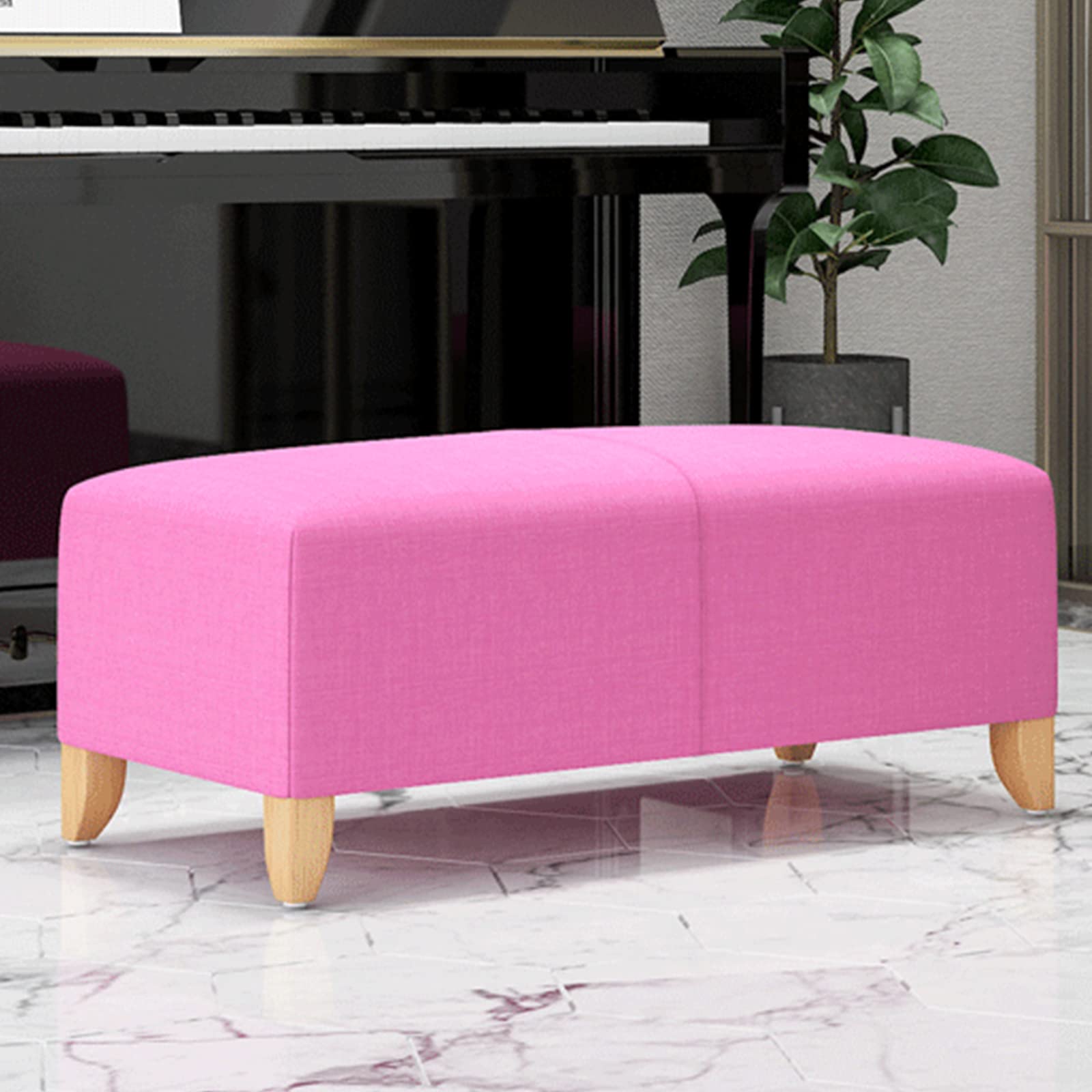 Banc ottoman moderne en coton rose pour sublimer votre salon | 90x40 cm