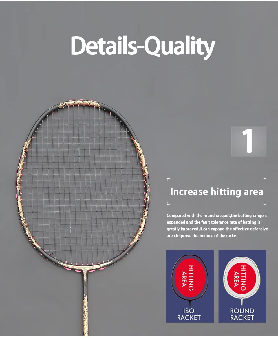 Ultralight 52G Carbon Fiber Badminton Rackets Strung Professional Racquet Trainning Racket Bags Adult