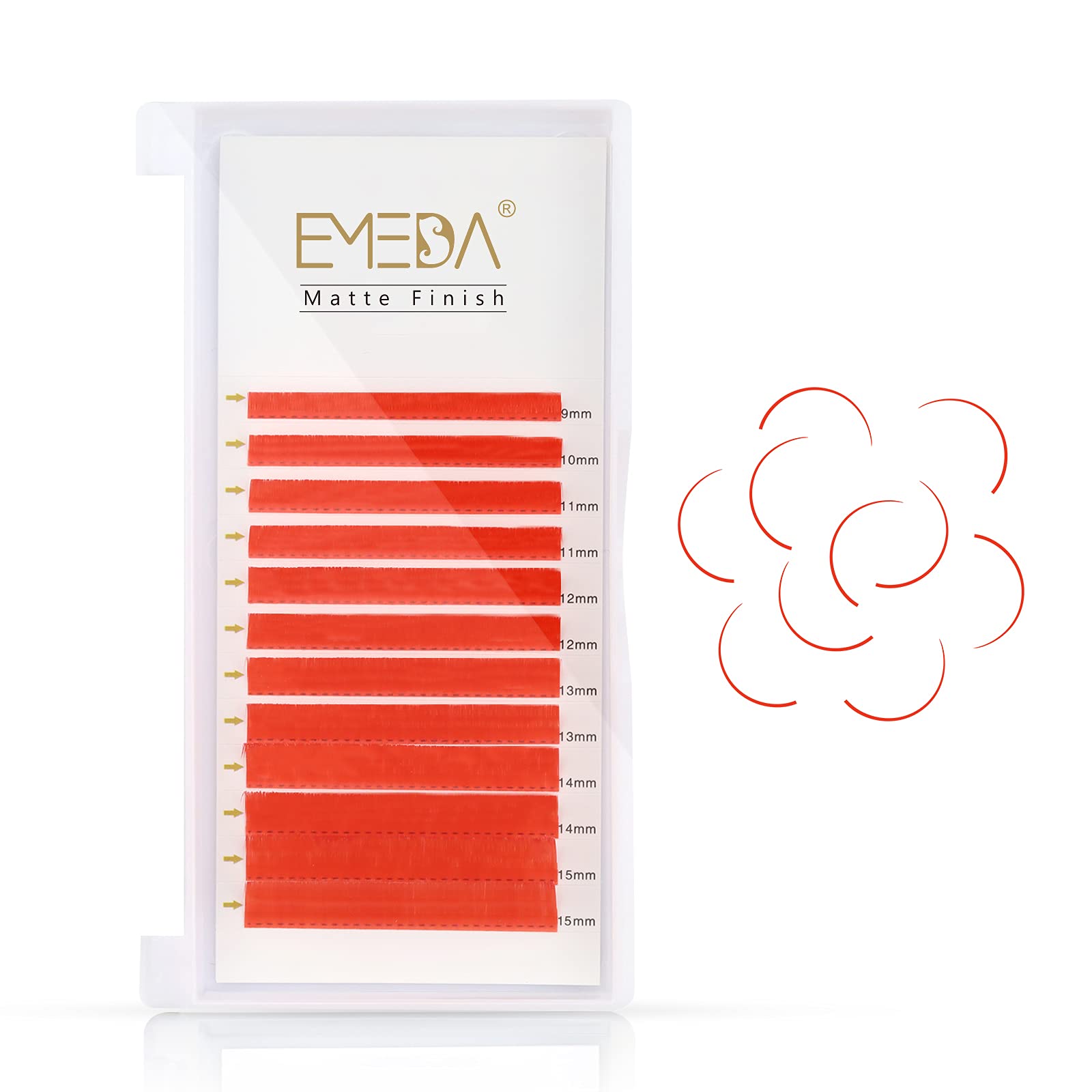 EMEDARed Eyelash Extensions Flat Lashes Colorful Red Light Lash Extensions 0.07mm D Curl 9-15mm Mixed Matte Individual Salon Use Lashes Extensions (0.07mm D 9-15mm red)