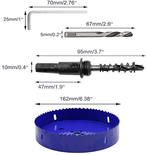 Vista 122 de Luomorgo - Sierra perforadora de 4 pulgadas/100 mm, acero de alta velocidad, profundidad de corte 1 1/4 pulgadas, adaptador de broca hexagonal