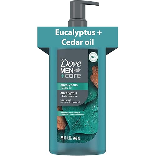 DOVE MEN Moisturizing Body Wash | #1 Dermatologist Body Wash for Men, Sulfate Free, Paraben Free, & Dye Free | Eucalyptus + Cedar Oil, 26oz
