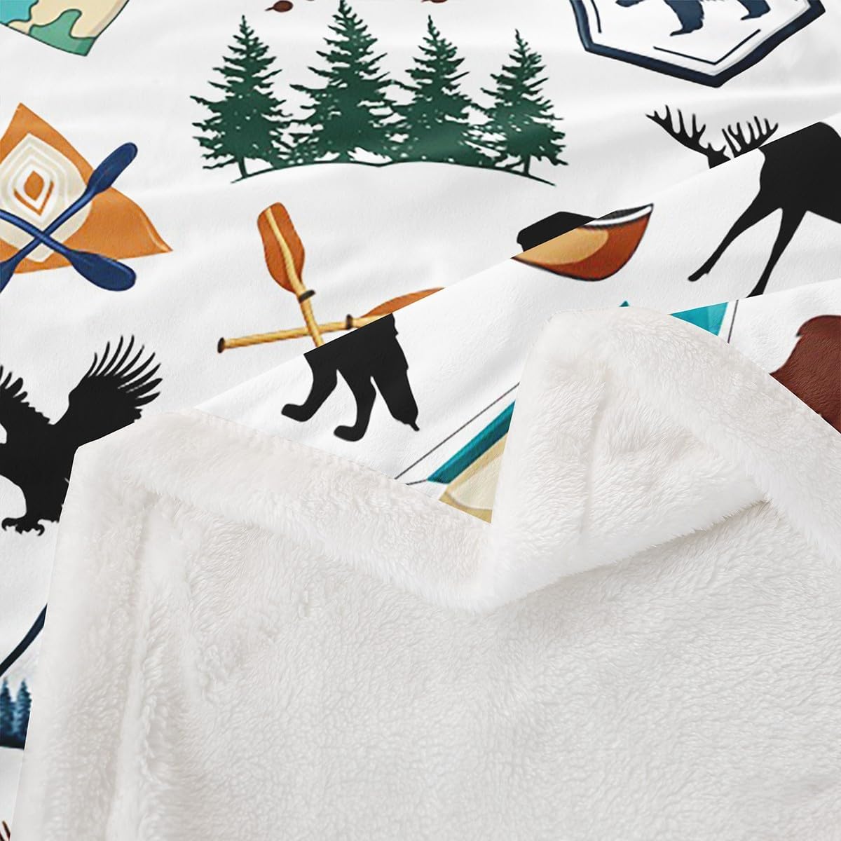 jejeloiu Bear Deer Sherpa Blanket Plush Fuzzy Baby 30"x40" Kids Wolf for Bed Couch Chair Living Room for Boys Girls Teens Camper Wild Animal Hunting Rustic Cabin Country Farmhouse Fleece Throw Blanket