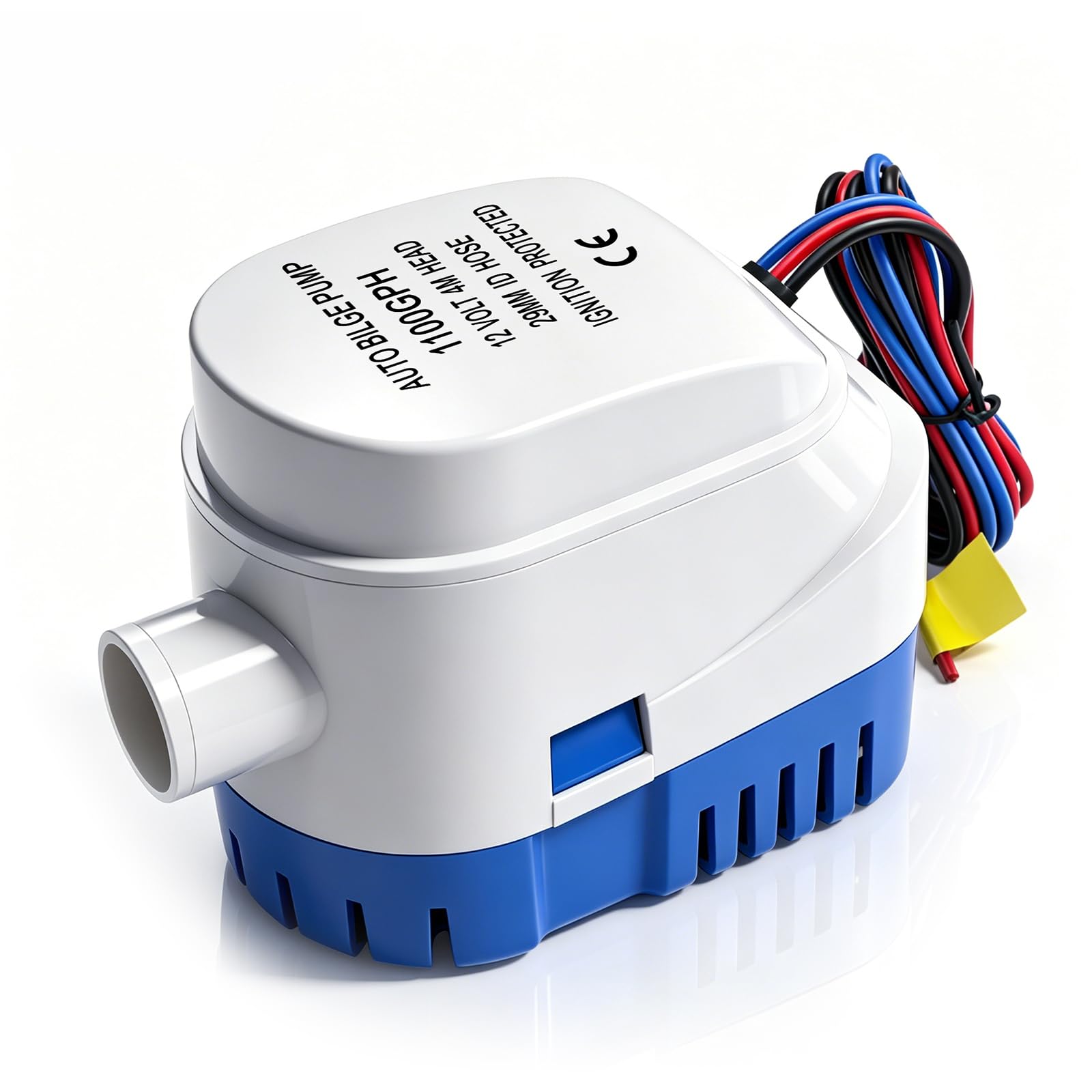 KAOLALI Automatische Bilgepumpe 12V 1100GPH Marine Bilgenpumpe Tauchpumpe 29mm Automatische Boots Lenzpumpe Elektrische Lenzpumpe Bilgenwasser Pumpe für Boote, Teiche, Pools