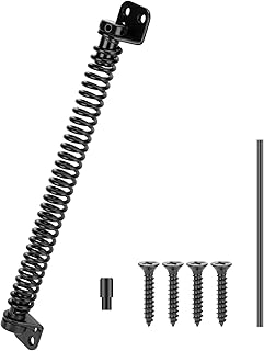 12" Gate Spring Self Closing Outdoor Door Spring Automatic Gate Closure Hardware with Adjustable Tool for Wooden Vinyl Fence, Black Finish