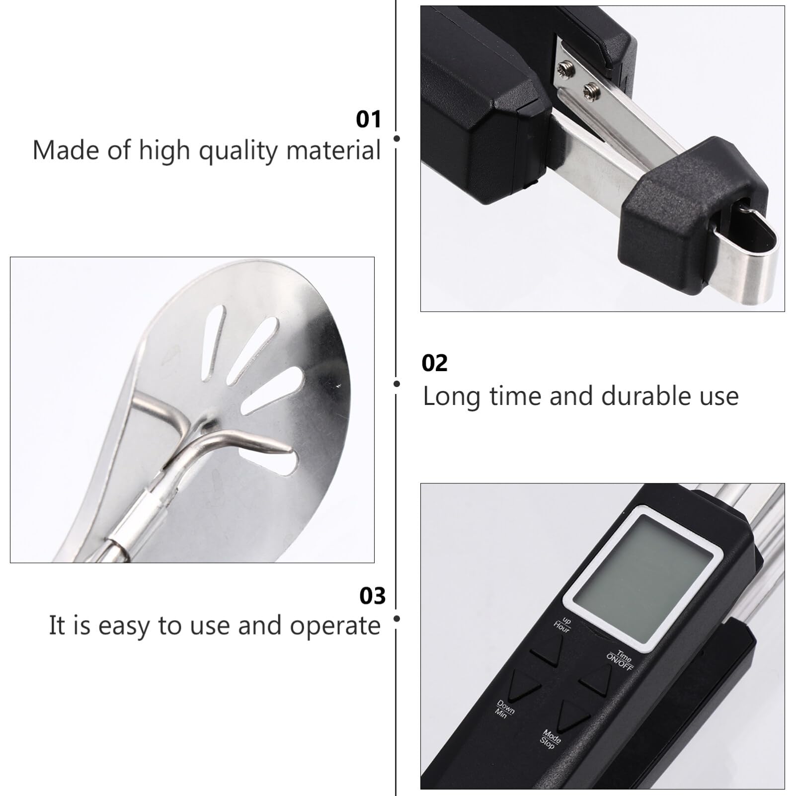 VOSAREA 1 Set Grillzange mit Thermometer 2 in 1 Backthermometer Steakklemme Küche Zange Grillzange mit Sonde