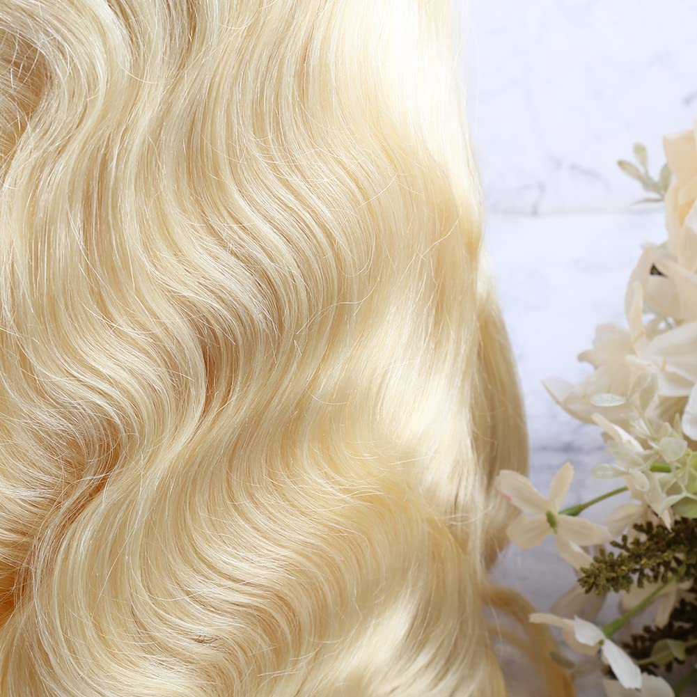 Bella Hair 613 Blonde Human Hair Full Lace Wig Body Wave, 130% Density Pre-Plucked Remy Virgin Human Hair Wig with Baby Hair (16inch)