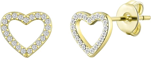 Gold Plated Open Heart Earrings Created with Zircondia® Crystals
