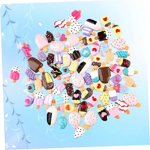 Miniatura 4 de VILLCASE 50 piezas de dijes de resina para arte de uñas, cuentas de resina kawaii, helado, resina, joyería para niños, material de manualidades,