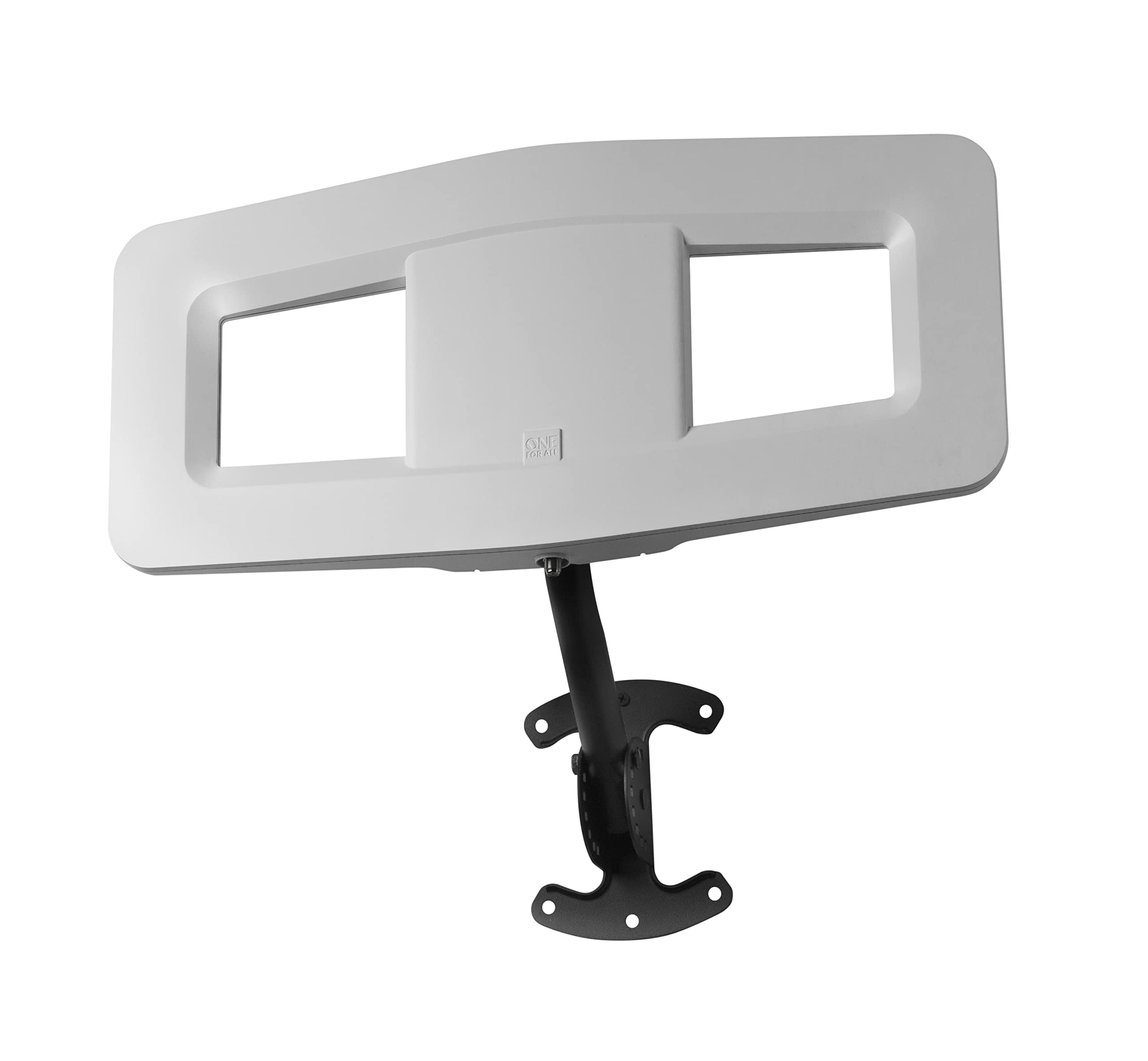 One For All Amplificata Attico/Esterna HDTV Antenna per 1080P 4K Canali TV Gratuiti, 85 miglia Lunga Reception Range, Materiali di fissaggio inclusi, Modello Bianco 17421
