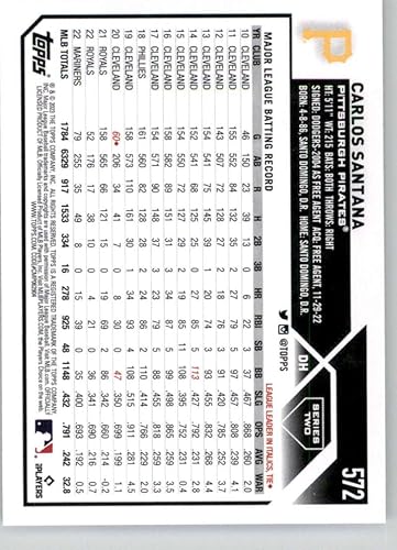 Miniatura 2 de 2023 Topps #572 Carlos Santana Pittsburgh Pirates NM-MT MLB Baseball