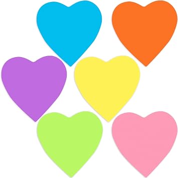 90 Pieces Heart Cutouts Paper Hearts Heart Shape Cards 5.5 Inches Large Valentines Day Paper Cutouts with Glue Point Dots Pink, Blue, Orange, Purple,Yellow and Green