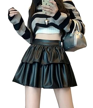 Amazon.co.jp: ミニスカート レディース 秋 フェイクレザー ハイ