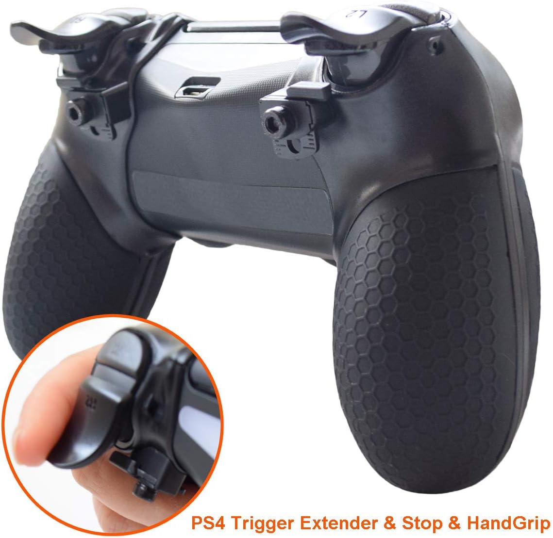 PS4 Controller Grip, PS4 Trigger Extenders,PS4 Trigger Stops, Silicone Attached Hand Grip Armor Case for PS4 Controller Playstation 4 /PS4 Slim/PS4 Pro Shell Protector(Black)